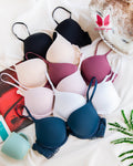 (32-44)b Elegant Lace Strap Double Padded Pushup Wire Bra (087)
