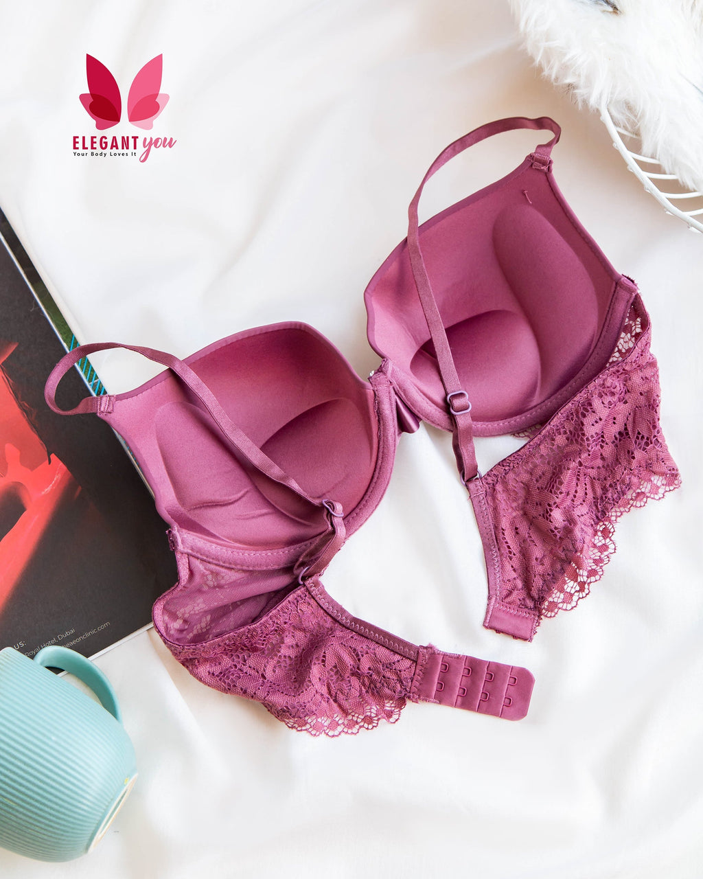 (32-44)b Elegant Lace Strap Double Padded Pushup Wire Bra (087)