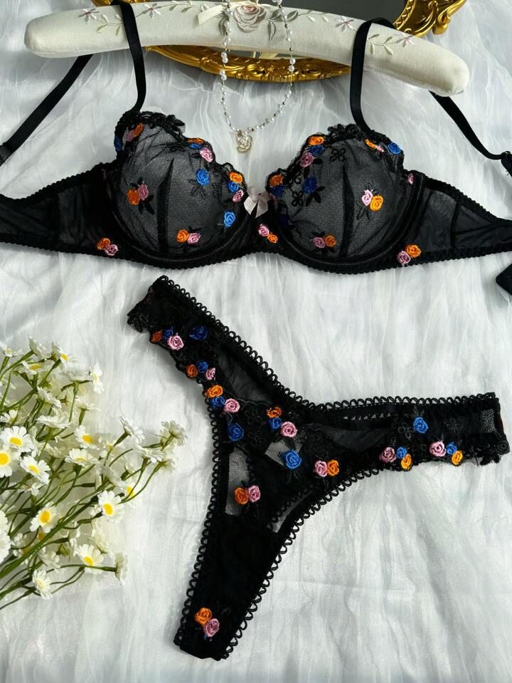 Pack of 3 Sweet Flower Floral Pushup Summer Set with pantie.