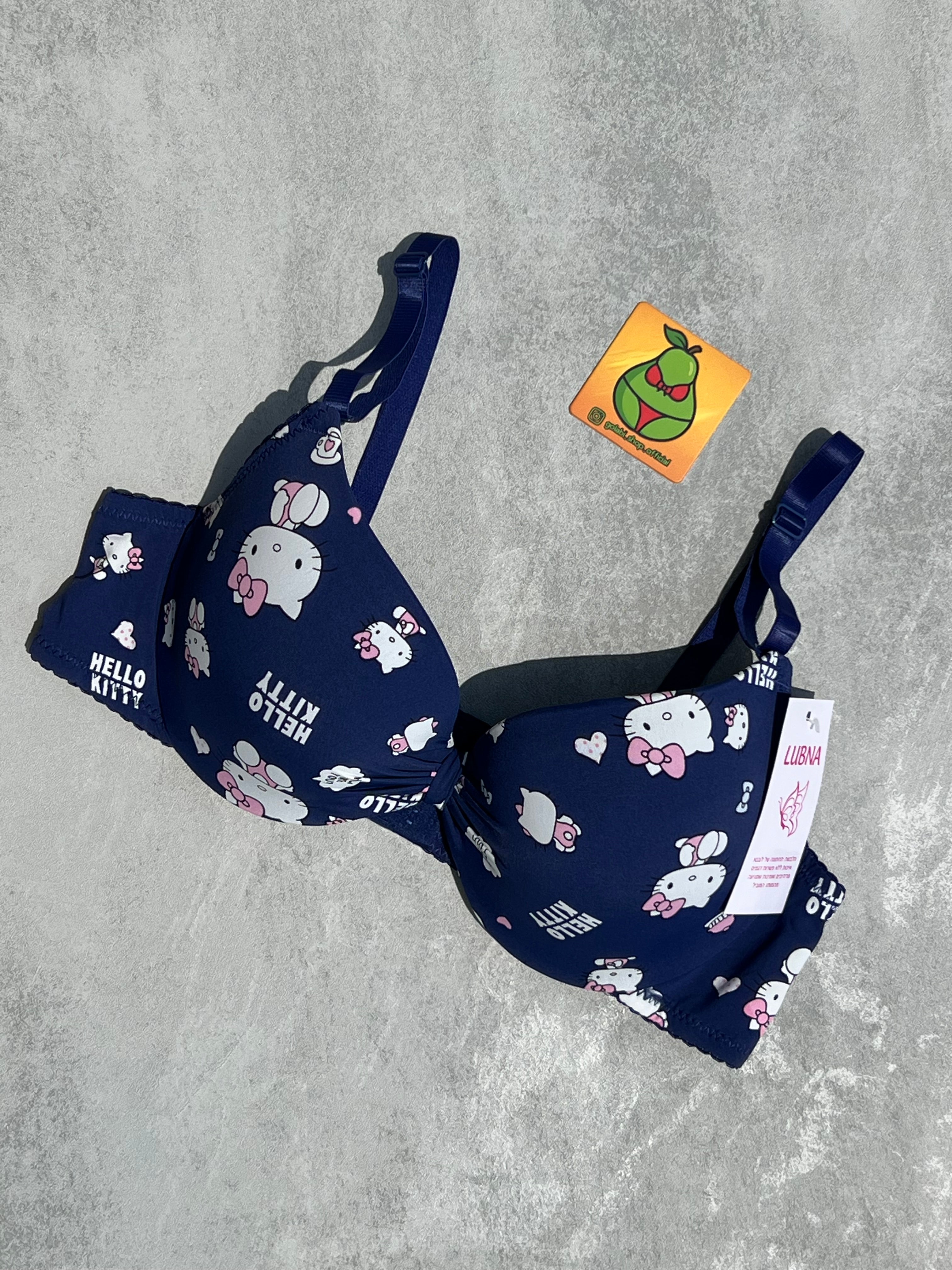 Flourish High Quality Front Open 4 In 1  Push-up Hello Kitty Print Adjustable Straps Bra Panty Set 016